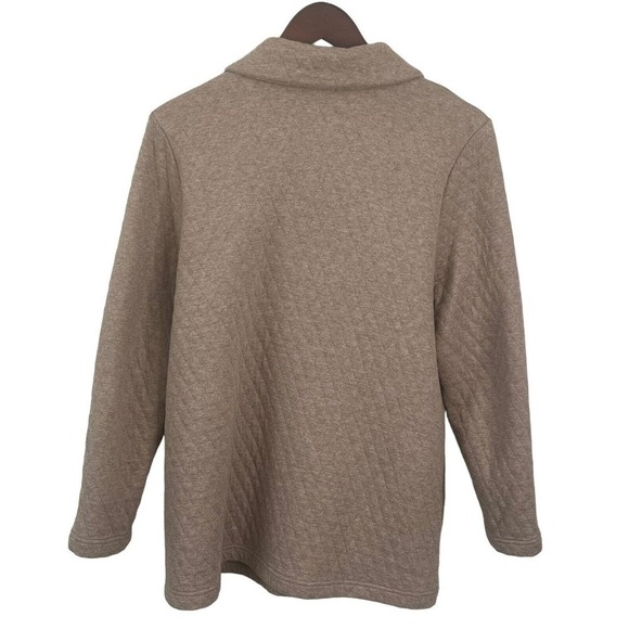 Pure Jill Size Medium Petite Quilted Jacket Single Snap Closure Pockets Brown - Picture 2 of 13